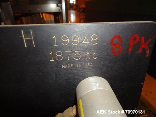 Used Hartness International 825AT Case Packer Change Parts. Consisting Of: 3 skids, 3 carts. 580cc (12pk), 1875cc (6pk.), 850cc (6pk.), 1250cc (6pk.), 1875cc (8pk.), 850cc (12pk.), 5.5 oz. (12pk.), 1...