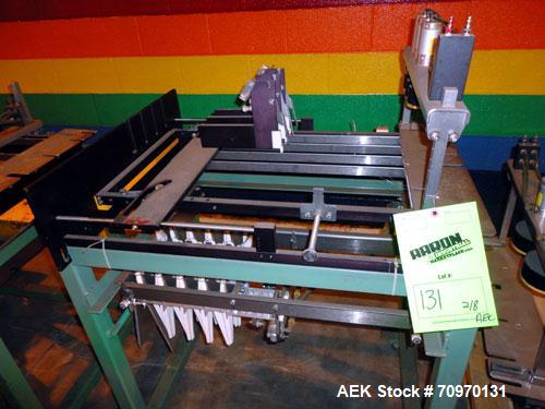 Used Hartness International 825AT Case Packer Change Parts. Consisting Of: 3 skids, 3 carts. 580cc (12pk), 1875cc (6pk.), 850cc (6pk.), 1250cc (6pk.), 1875cc (8pk.), 850cc (12pk.), 5.5 oz. (12pk.), 1...