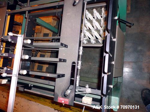 Used Hartness International 825AT Case Packer Change Parts. Consisting Of: 3 skids, 3 carts. 580cc (12pk), 1875cc (6pk.), 850cc (6pk.), 1250cc (6pk.), 1875cc (8pk.), 850cc (12pk.), 5.5 oz. (12pk.), 1...