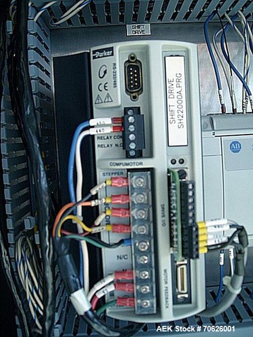 Used Hartness Model 825 Fully Auto Case Packer with all stainless steel frame.Unit has been recently upgraded from factory with Parker drives for auto-laner.Panel is complete with AB 503 PLC controll...