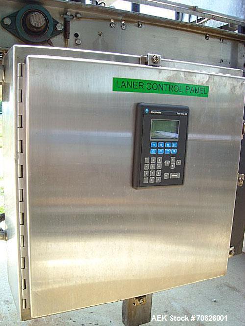 Used Hartness Model 825 Fully Auto Case Packer with all stainless steel frame.Unit has been recently upgraded from factory with Parker drives for auto-laner.Panel is complete with AB 503 PLC controll...