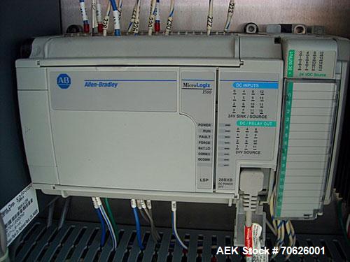 Used Hartness Model 825 Fully Auto Case Packer with all stainless steel frame.Unit has been recently upgraded from factory with Parker drives for auto-laner.Panel is complete with AB 503 PLC controll...