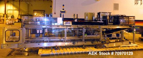 Used Hartness 900 automatic drop case packer capable of speeds up to 25 cases per minute (depending on product and application). Case size range: (Length) 6" to 24" (Width) 6" to 16" (Height) 1-1/2" ...