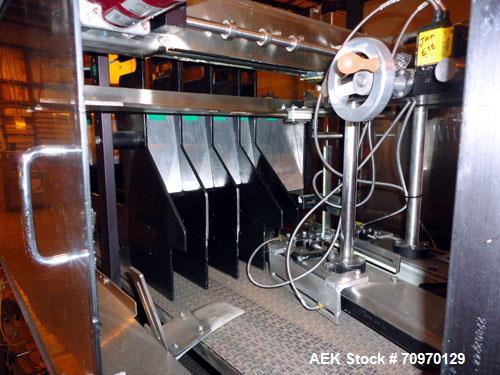 Used Hartness 900 automatic drop case packer capable of speeds up to 25 cases per minute (depending on product and application). Case size range: (Length) 6" to 24" (Width) 6" to 16" (Height) 1-1/2" ...