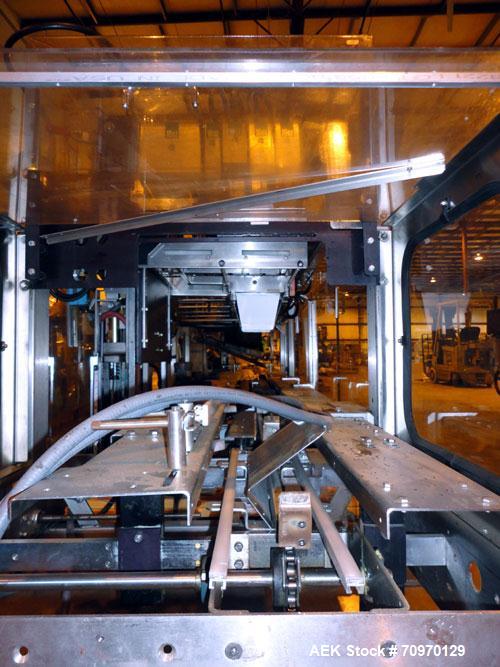 Used Hartness 900 automatic drop case packer capable of speeds up to 25 cases per minute (depending on product and application). Case size range: (Length) 6" to 24" (Width) 6" to 16" (Height) 1-1/2" ...