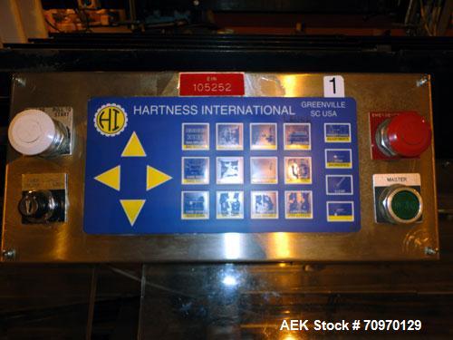 Used Hartness 900 automatic drop case packer capable of speeds up to 25 cases per minute (depending on product and application). Case size range: (Length) 6" to 24" (Width) 6" to 16" (Height) 1-1/2" ...