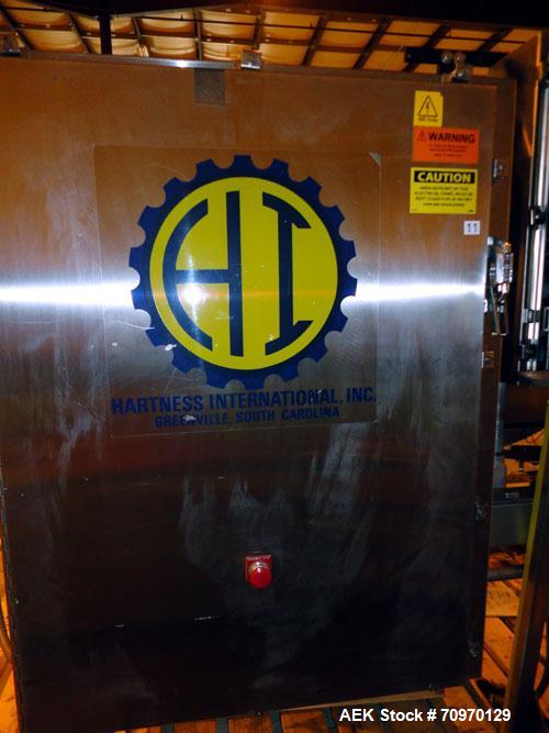 Used Hartness 900 automatic drop case packer capable of speeds up to 25 cases per minute (depending on product and application). Case size range: (Length) 6" to 24" (Width) 6" to 16" (Height) 1-1/2" ...