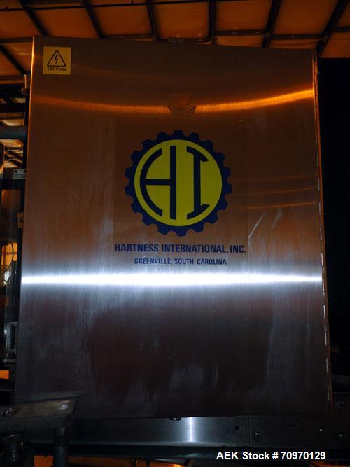 Used Hartness 900 automatic drop case packer capable of speeds up to 25 cases per minute (depending on product and application). Case size range: (Length) 6" to 24" (Width) 6" to 16" (Height) 1-1/2" ...