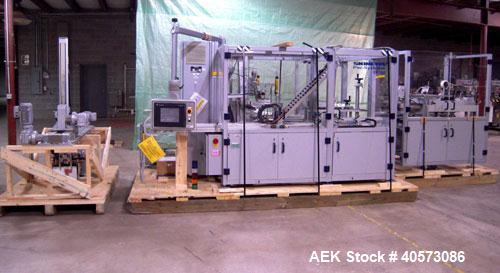 Used Skinetta CP150 Automatic Top Load Robotic Case Erector, Packer And Sealer. Has AB PLC controls, tape seal system and was last running bundles into top load case. Packer Erector / Sealer CP 150. ...