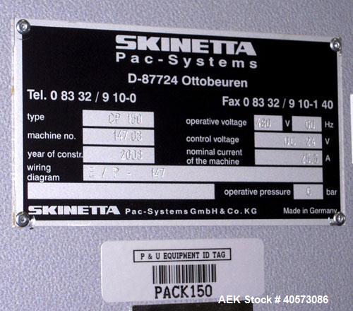 Used Skinetta CP150 Automatic Top Load Robotic Case Erector, Packer And Sealer. Has AB PLC controls, tape seal system and was last running bundles into top load case. Packer Erector / Sealer CP 150. ...