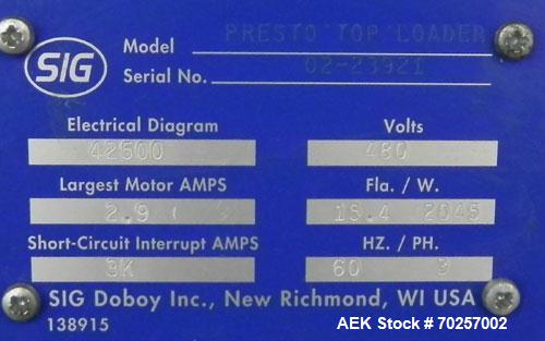 Used SIG Doboy Presto Robotic Top Load Case Packer