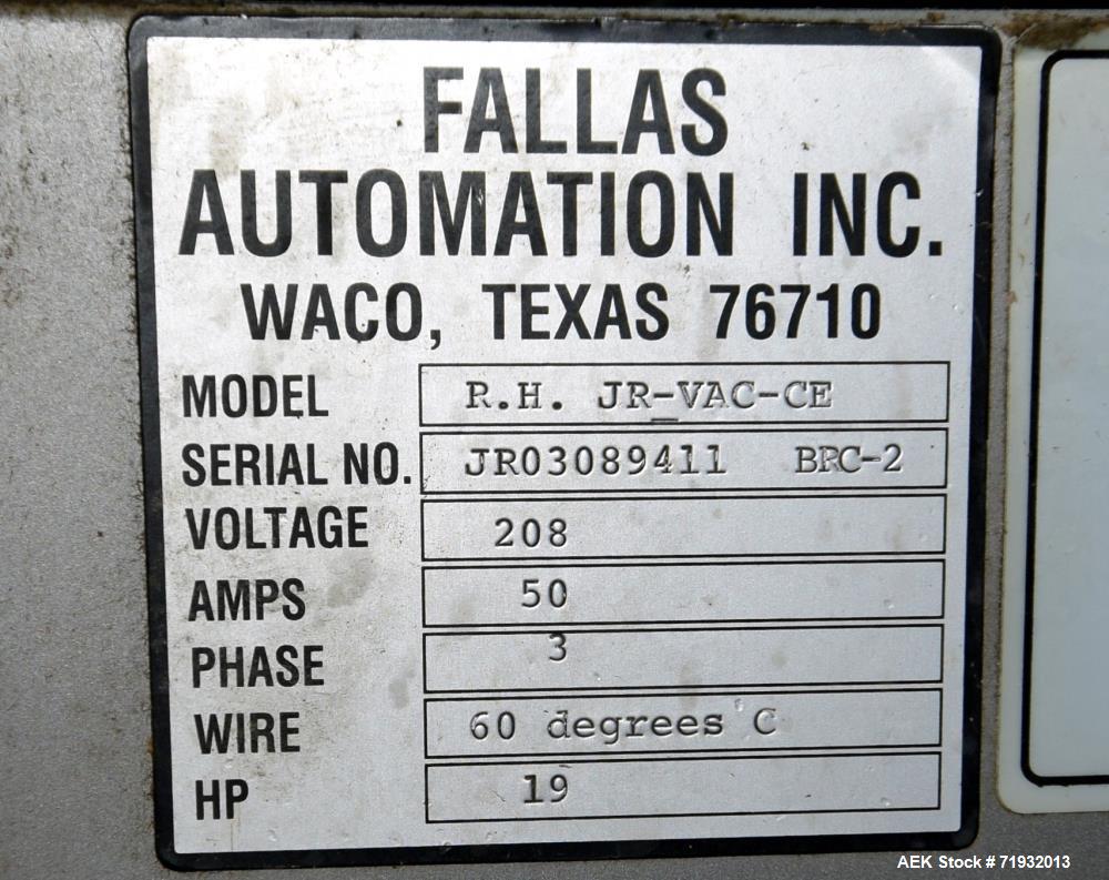 Used Fallas Jr Fallas Model R.H. VAC right hand automatic case erector and robot