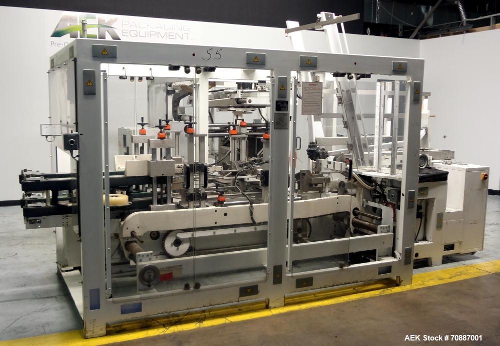 Used Focke Model 486 Automatic Case Erector, Side Load Packer, and Tape Sealer