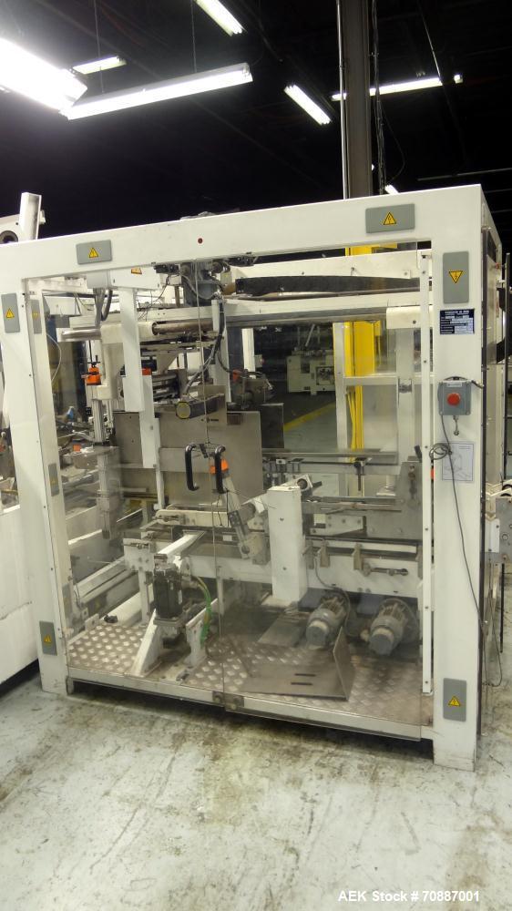 Used Focke Model 486 Automatic Case Erector, Side Load Packer, and Tape Sealer