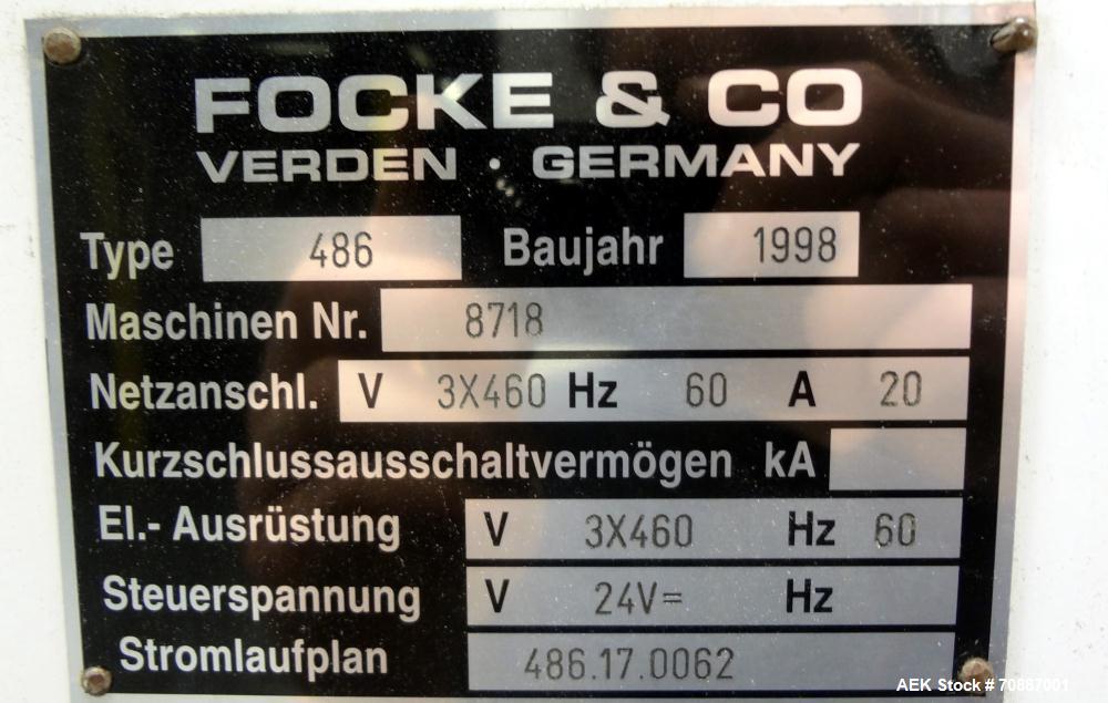 Used Focke Model 486 Automatic Case Erector, Side Load Packer, and Tape Sealer