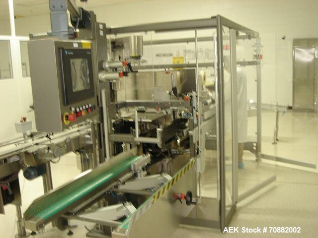 Used IMA Model CP15 Top Loading Case Packer. Capable of speeds up to 15 cases per minute. Case size range: (Length) 190mm-600mm, (Width) 80mm-400mm, (Height) 90mm-350mm. 3/60/480 Volt. Has Allen-Brad...