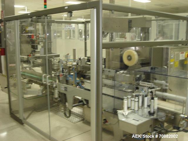 Used IMA Model CP15 Top Loading Case Packer. Capable of speeds up to 15 cases per minute. Case size range: (Length) 190mm-600mm, (Width) 80mm-400mm, (Height) 90mm-350mm. 3/60/480 Volt. Has Allen-Brad...