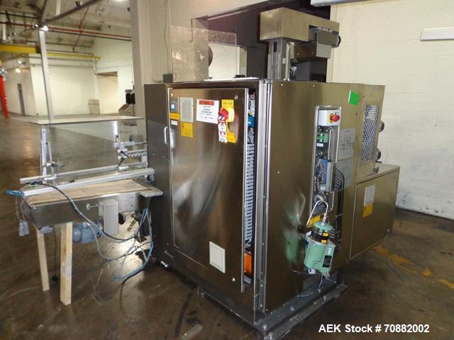 Used IMA Model CP15 Top Loading Case Packer. Capable of speeds up to 15 cases per minute. Case size range: (Length) 190mm-600mm, (Width) 80mm-400mm, (Height) 90mm-350mm. 3/60/480 Volt. Has Allen-Brad...