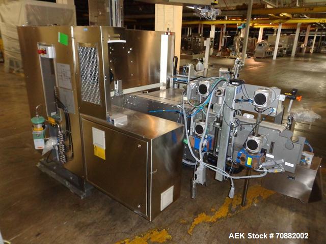 Used IMA Model CP15 Top Loading Case Packer. Capable of speeds up to 15 cases per minute. Case size range: (Length) 190mm-600mm, (Width) 80mm-400mm, (Height) 90mm-350mm. 3/60/480 Volt. Has Allen-Brad...