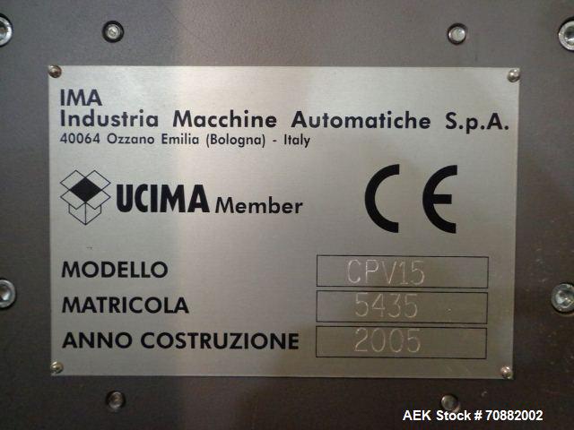 Used IMA Model CP15 Top Loading Case Packer. Capable of speeds up to 15 cases per minute. Case size range: (Length) 190mm-600mm, (Width) 80mm-400mm, (Height) 90mm-350mm. 3/60/480 Volt. Has Allen-Brad...