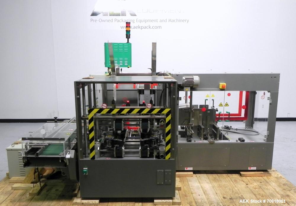 Used Marchesini Type PS 500 Automatic Case Erector / Packer / Sealer. Designed for cartons and equipped with multi-tier stacking collation, and RSC style cases with ps tape sealing. Capable of speeds...