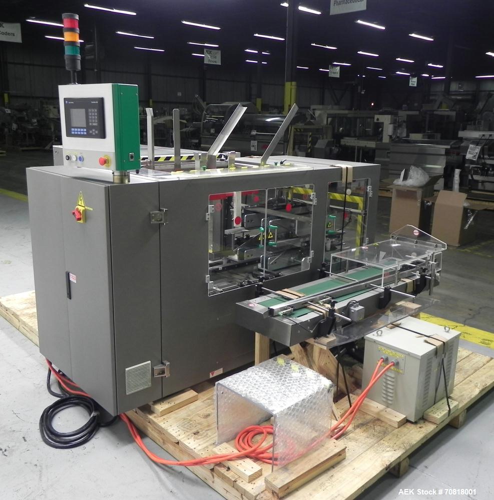 Used Marchesini Type PS 500 Automatic Case Erector / Packer / Sealer. Designed for cartons and equipped with multi-tier stacking collation, and RSC style cases with ps tape sealing. Capable of speeds...