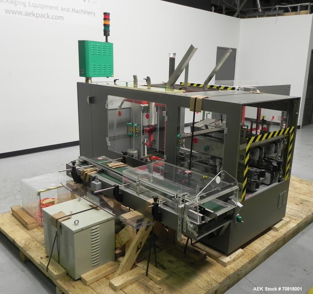 Used Marchesini Type PS 500 Automatic Case Erector / Packer / Sealer. Designed for cartons and equipped with multi-tier stacking collation, and RSC style cases with ps tape sealing. Capable of speeds...