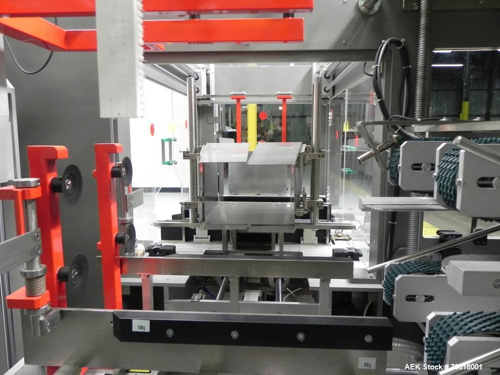 Used Marchesini Type PS 500 Automatic Case Erector / Packer / Sealer. Designed for cartons and equipped with multi-tier stacking collation, and RSC style cases with ps tape sealing. Capable of speeds...