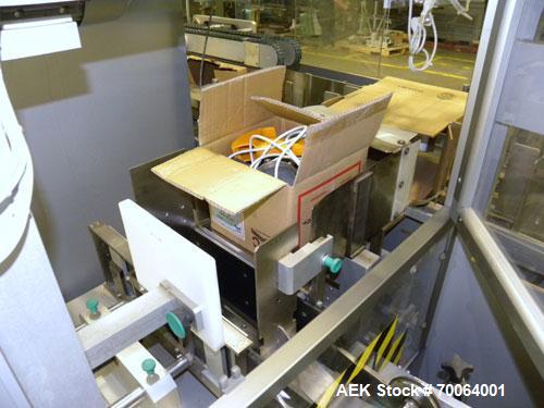 Used Marchesini/Pack Service Automatic Case Erector/Packer/Tape Sealer, Model PS510. Rated up to 13 cases and 300 cartons per minute (depending on case size and pack pattern). Case Size Range: 5.6" -...