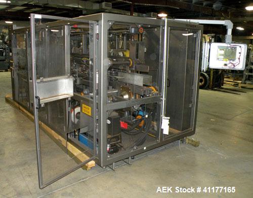 Used Rockford Midland Case Packer, Model  808TS. Last running at speeds of 200 cpm. Has down stacker, AB SLC 5/03 PLC controller. Max case size: 15" long x 11" wide x 10" deep.  Last running cases 8....