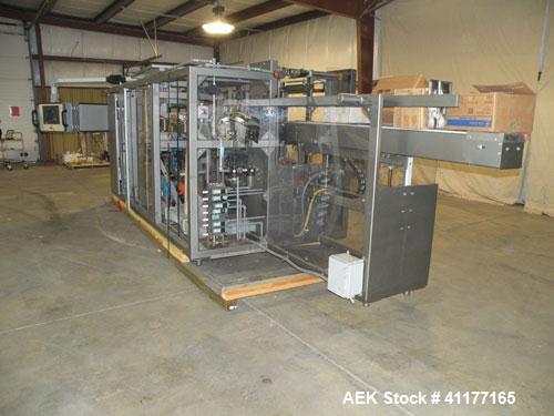 Used Rockford Midland Case Packer, Model  808TS. Last running at speeds of 200 cpm. Has down stacker, AB SLC 5/03 PLC controller. Max case size: 15" long x 11" wide x 10" deep.  Last running cases 8....