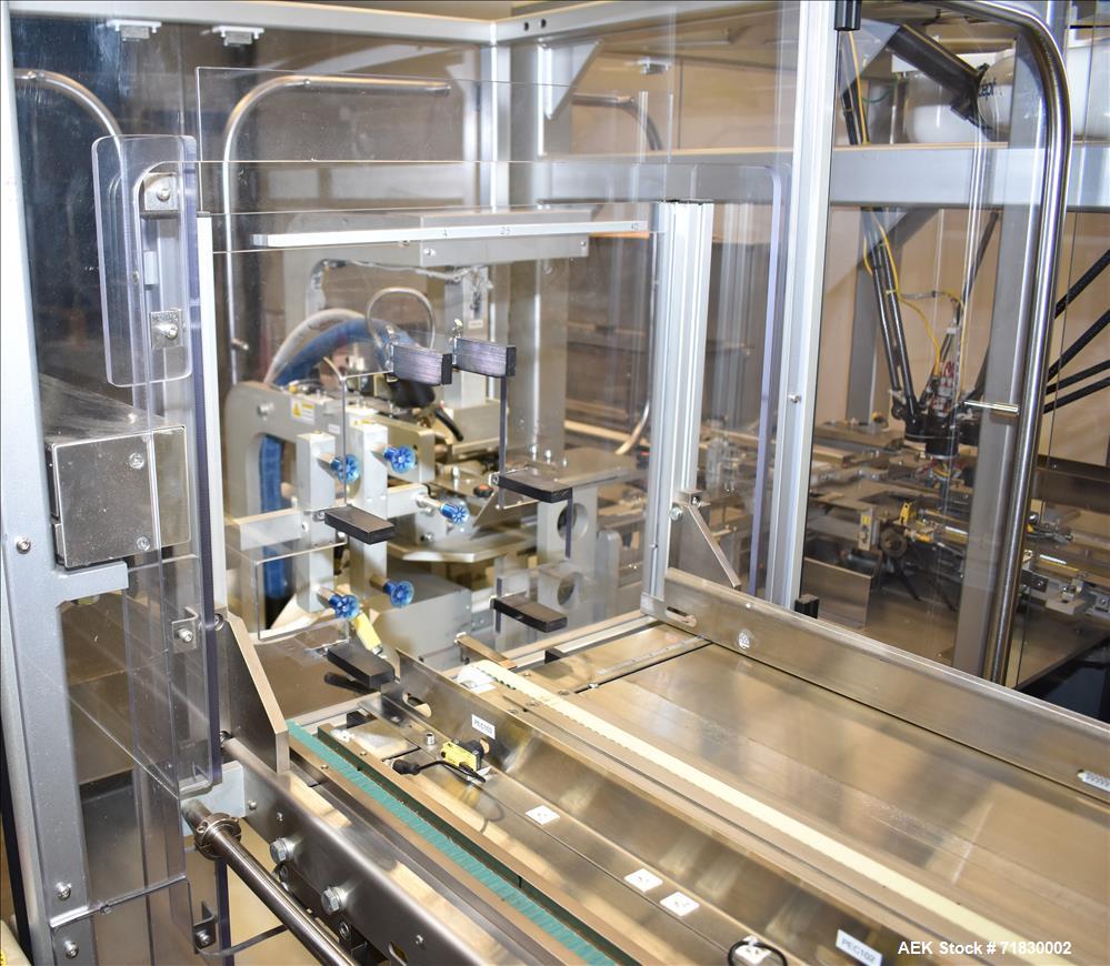 Used MGS Model TLC Top Load Cartoner with Robotic Pick and Place Unit.