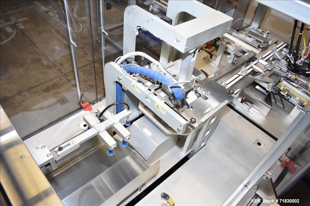 Used MGS Model TLC Top Load Cartoner with Robotic Pick and Place Unit.