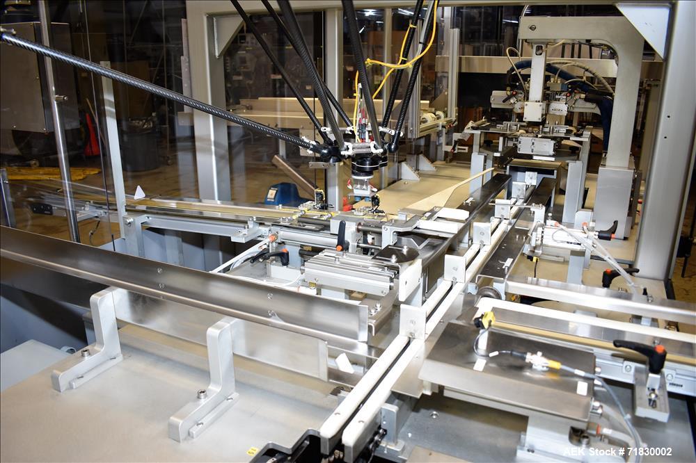 Used MGS Model TLC Top Load Cartoner with Robotic Pick and Place Unit.