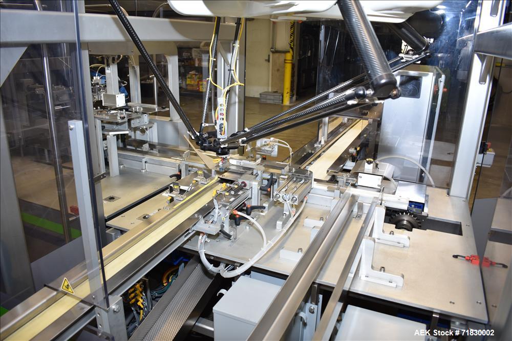 Used MGS Model TLC Top Load Cartoner with Robotic Pick and Place Unit.