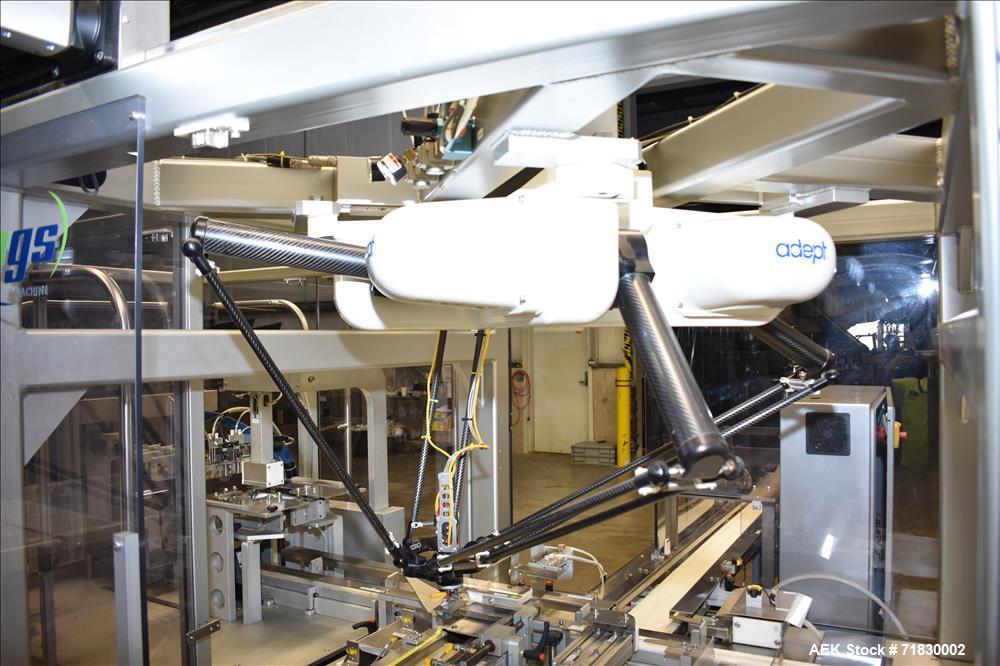 Used MGS Model TLC Top Load Cartoner with Robotic Pick and Place Unit.