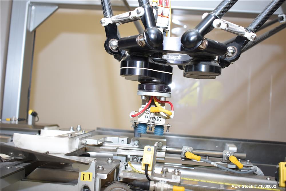 Used MGS Model TLC Top Load Cartoner with Robotic Pick and Place Unit.