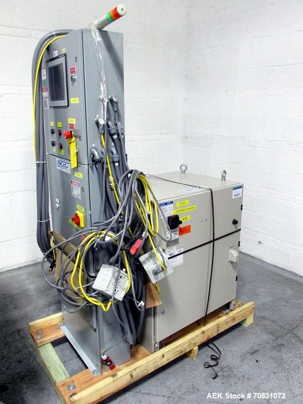 Used Motoman Robot Packaging Robotic Case Packaging System. Consisting of Motoman robotic arm, model MPL80, 5-point articulation with 80 kg max capacity serial# S06A62-1-2, with pallet conveyors and ...