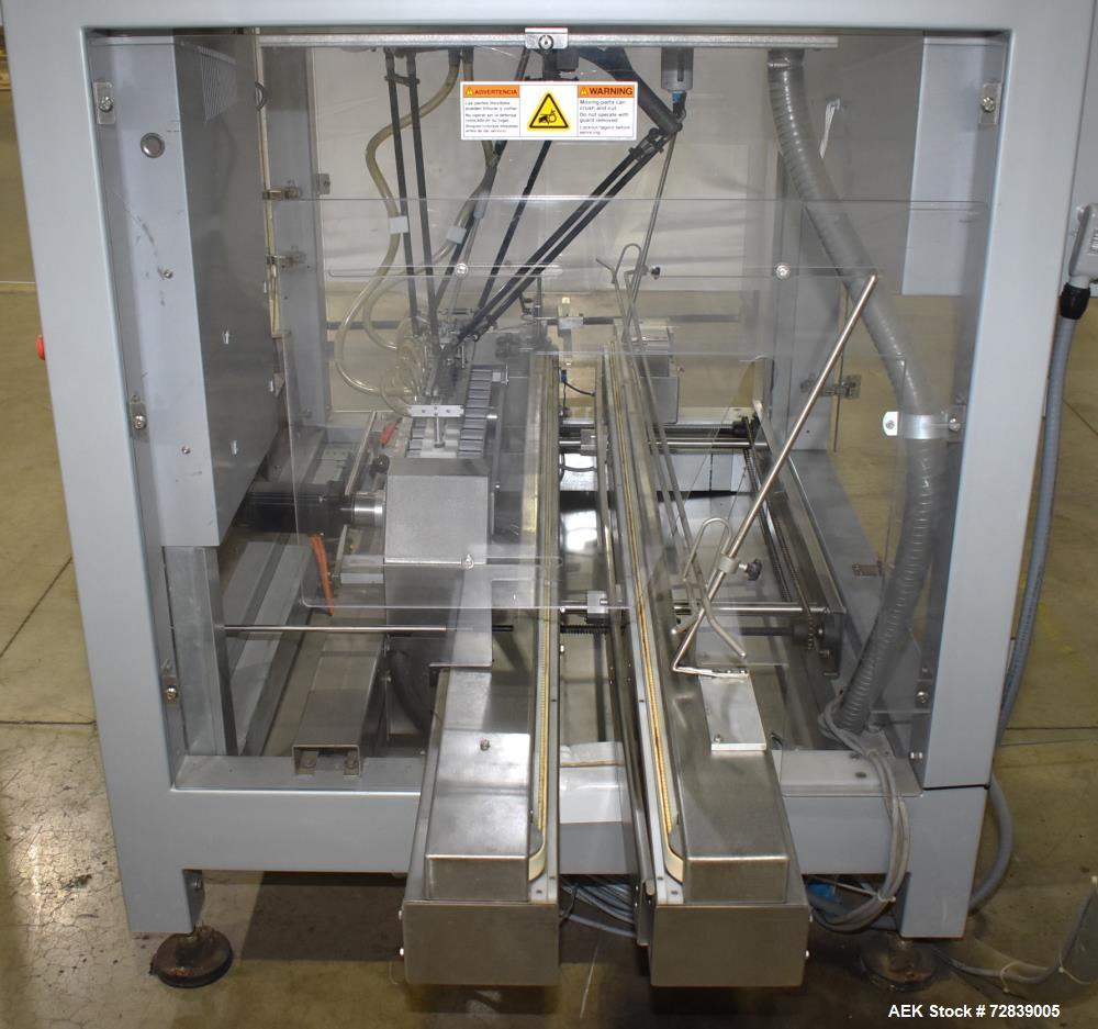Used Bosch (Syntegon) Presto Robotic Top Load Robotic Carton loader. Capable of speeds up to 400 packages per minute. Has a product size range: Length 2" to 7.9" or 50mm to 200mm, width .6" to 4.7" o...