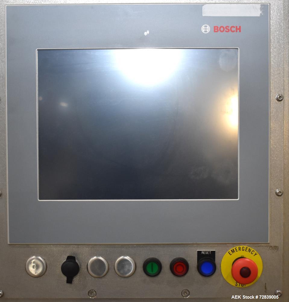 Used Bosch (Syntegon) Presto Robotic Top Load Robotic Carton loader. Capable of speeds up to 400 packages per minute. Has a product size range: Length 2" to 7.9" or 50mm to 200mm, width .6" to 4.7" o...