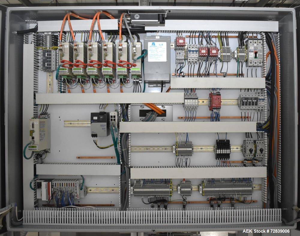 Used Bosch (Syntegon) Presto Robotic Top Load Robotic Case Packer capable of speeds up to 400 packages per minute.  Has a product size range: Length 2" to 7.9" or 50mm to 200mm, width .6" to 4.7" or ...