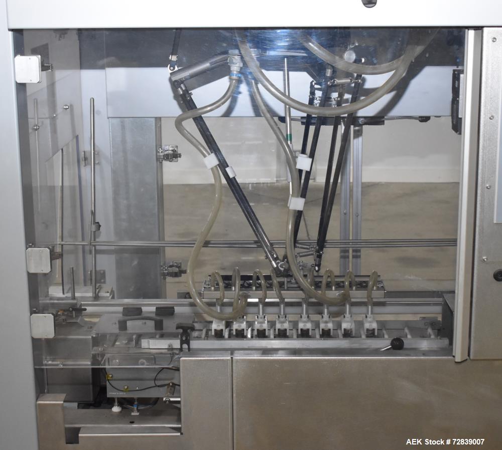 Used Bosch (Syntegon) Presto Robotic Top Load Robotic Case Packer capable of speeds up to 400 packages per minute.  Has a product size range: Length 2" to 7.9" or 50mm to 200mm, width .6" to 4.7" or ...