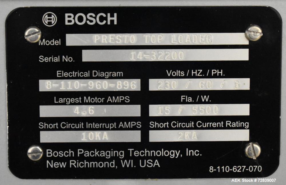 Used- Bosch (Syntegon) Presto Robotic Top Load Robotic Case Packer capable of speeds up to 400 packages per minute.  Has a p...