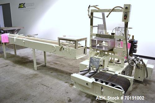 Used ABC Model SP15 Semi-Automatic Case Packer. Machine is capable of speeds up to 15 cases per minute. Has an inline product feed, carton upstacker and automatic case take-away conveyor. Last used o...
