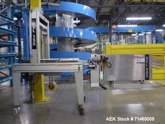 Used Belcor 505 semi automatic case erector with integrated Belcor 150 automatic top and bottom case taper sealer. Speeds up to 15 cpm. Erector size range: 8-1/2" - 26.5" length, 6" to 16" width, 4-1...