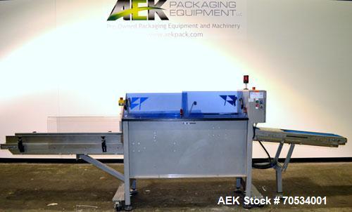 Used Blueprint Automation Semi-Automatic Bag Collator. Capable of speeds up to 140 bags per minute. Bag size range: Small wheel 4" to 8" wide x 5" to 16" high, large wheel 6"-12" wide x 8" to 22" hig...
