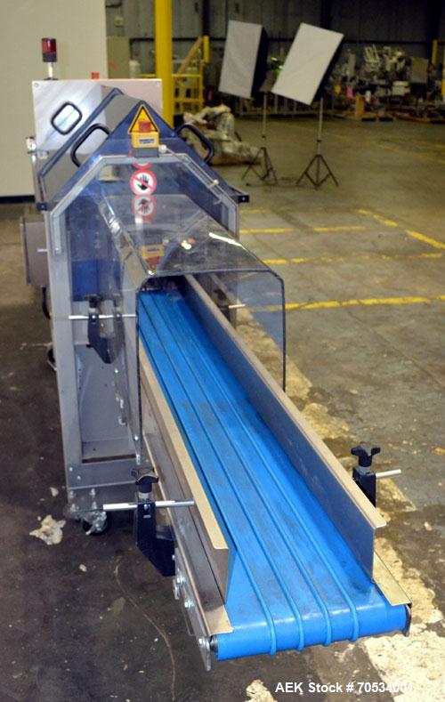 Used Blueprint Automation Semi-Automatic Bag Collator. Capable of speeds up to 140 bags per minute. Bag size range: Small wheel 4" to 8" wide x 5" to 16" high, large wheel 6"-12" wide x 8" to 22" hig...