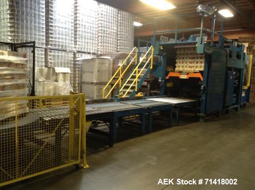 Used Douglas Case Packer, Model M-3409. 28-30 cases per minute, 128 oz. can/94 oz. can.