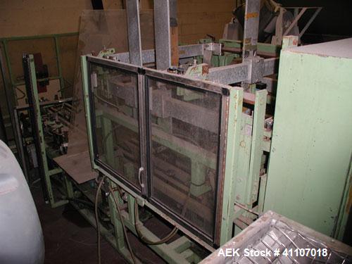 Used Pearson Case Packer with Nordson hot melt glue applicator and carton in-feed magazine.  Seems in fair condition mechanically.