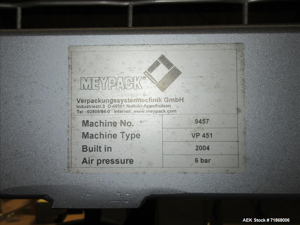 Used Meypack Model VP451 Wraparound Tray/Case Packer.